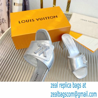 Louis Vuitton Heel 5.5cm Shake Mules in Metallic lambskin Silver 2023