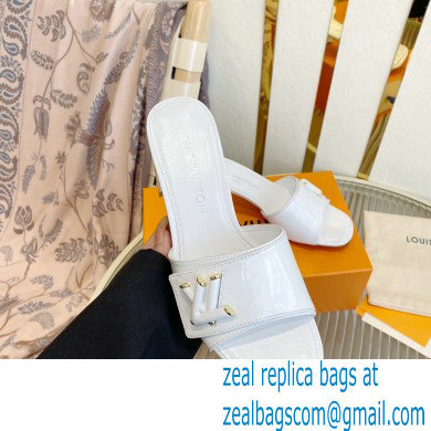 Louis Vuitton Heel 5.5cm Shake Mules in Patent calf leather White 2023