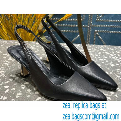 Louis Vuitton Heel 7cm Sparkle Slingback Pumps in leather Black 2023