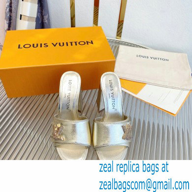 Louis Vuitton Heel 8.5cm Shake Mules in Metallic lambskin Gold 2023