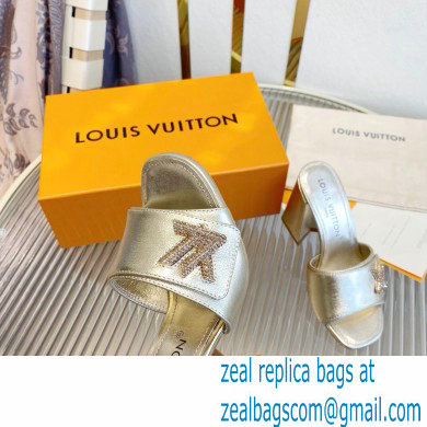 Louis Vuitton Heel 8.5cm Shake Mules in Metallic lambskin Gold 2023