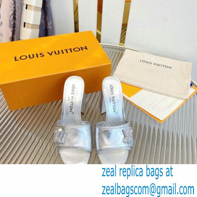 Louis Vuitton Heel 8.5cm Shake Mules in Metallic lambskin Silver 2023