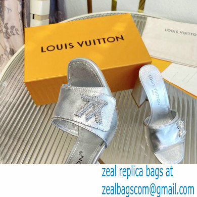 Louis Vuitton Heel 8.5cm Shake Mules in Metallic lambskin Silver 2023