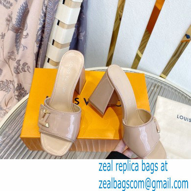 Louis Vuitton Heel 8.5cm Shake Mules in Patent calf leather Nude 2023