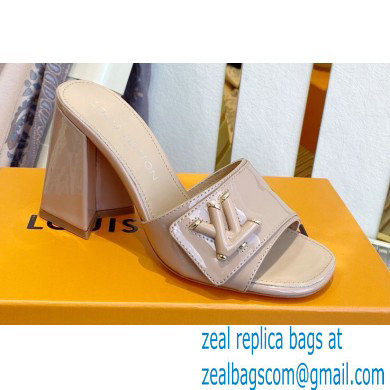 Louis Vuitton Heel 8.5cm Shake Mules in Patent calf leather Nude 2023