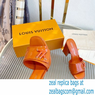 Louis Vuitton Heel 8.5cm Shake Mules in Patent calf leather Orange 2023
