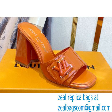 Louis Vuitton Heel 8.5cm Shake Mules in Patent calf leather Orange 2023