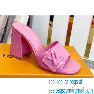 Louis Vuitton Heel 8.5cm Shake Mules in Patent calf leather Pink 2023