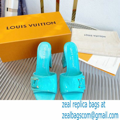 Louis Vuitton Heel 8.5cm Shake Mules in Patent calf leather Turquoise Green 2023