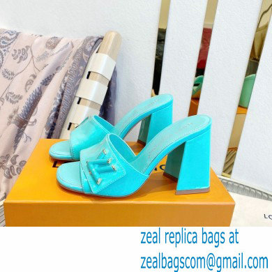 Louis Vuitton Heel 8.5cm Shake Mules in Patent calf leather Turquoise Green 2023