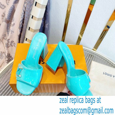 Louis Vuitton Heel 8.5cm Shake Mules in Patent calf leather Turquoise Green 2023