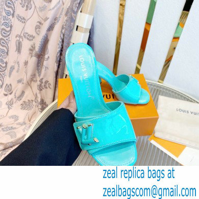 Louis Vuitton Heel 8.5cm Shake Mules in Patent calf leather Turquoise Green 2023