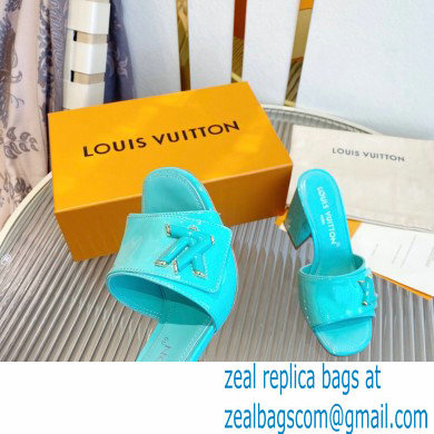 Louis Vuitton Heel 8.5cm Shake Mules in Patent calf leather Turquoise Green 2023