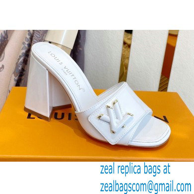 Louis Vuitton Heel 8.5cm Shake Mules in Patent calf leather White 2023