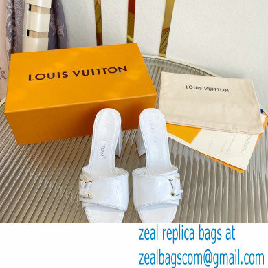 Louis Vuitton Heel 8.5cm Shake Mules in Patent calf leather White 2023