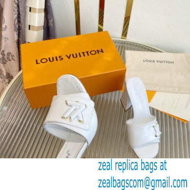 Louis Vuitton Heel 8.5cm Shake Mules in Patent calf leather White 2023