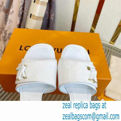 Louis Vuitton Heel 8.5cm Shake Mules in Patent calf leather White 2023