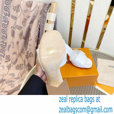 Louis Vuitton Heel 8.5cm Shake Mules in Patent calf leather White 2023