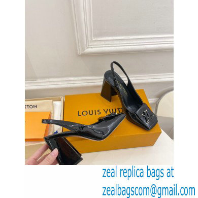 Louis Vuitton Heel 8.5cm Shake Slingback Pumps in Patent calf leather Black 2023