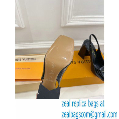 Louis Vuitton Heel 8.5cm Shake Slingback Pumps in Patent calf leather Black 2023