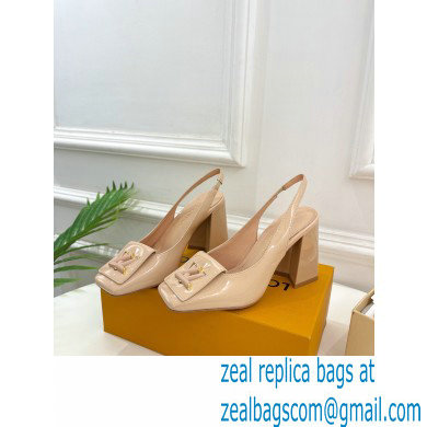 Louis Vuitton Heel 8.5cm Shake Slingback Pumps in Patent calf leather Nude 2023