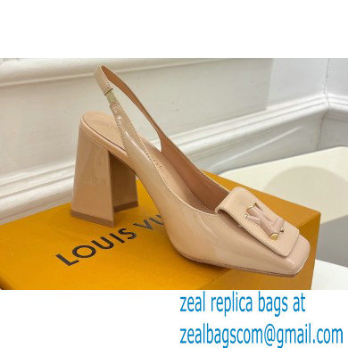 Louis Vuitton Heel 8.5cm Shake Slingback Pumps in Patent calf leather Nude 2023