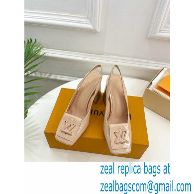 Louis Vuitton Heel 8.5cm Shake Slingback Pumps in Patent calf leather Nude 2023