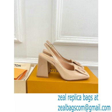 Louis Vuitton Heel 8.5cm Shake Slingback Pumps in Patent calf leather Nude 2023