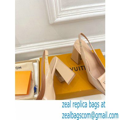 Louis Vuitton Heel 8.5cm Shake Slingback Pumps in Patent calf leather Nude 2023