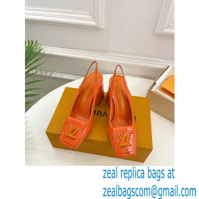 Louis Vuitton Heel 8.5cm Shake Slingback Pumps in Patent calf leather Orange 2023