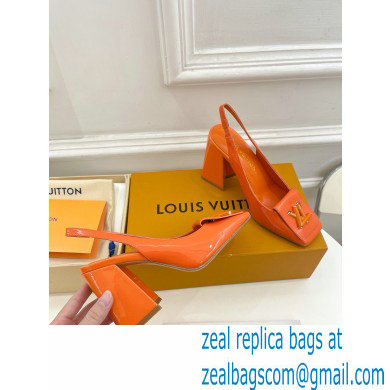 Louis Vuitton Heel 8.5cm Shake Slingback Pumps in Patent calf leather Orange 2023