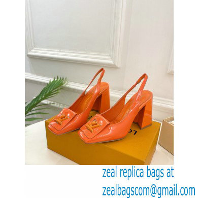 Louis Vuitton Heel 8.5cm Shake Slingback Pumps in Patent calf leather Orange 2023