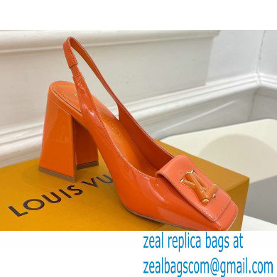 Louis Vuitton Heel 8.5cm Shake Slingback Pumps in Patent calf leather Orange 2023