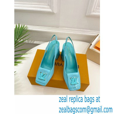Louis Vuitton Heel 8.5cm Shake Slingback Pumps in Patent calf leather Turquoise Green 2023