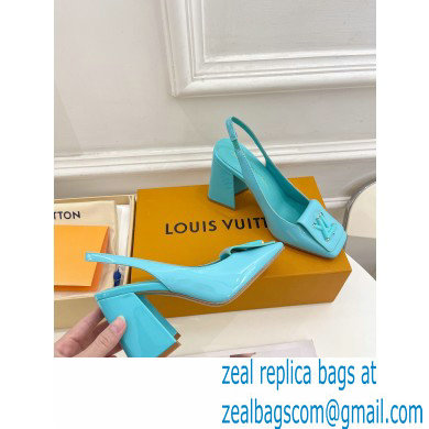 Louis Vuitton Heel 8.5cm Shake Slingback Pumps in Patent calf leather Turquoise Green 2023