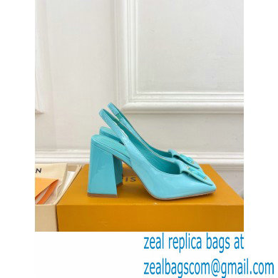 Louis Vuitton Heel 8.5cm Shake Slingback Pumps in Patent calf leather Turquoise Green 2023