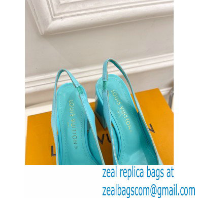 Louis Vuitton Heel 8.5cm Shake Slingback Pumps in Patent calf leather Turquoise Green 2023