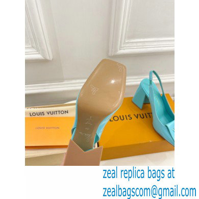 Louis Vuitton Heel 8.5cm Shake Slingback Pumps in Patent calf leather Turquoise Green 2023