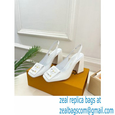 Louis Vuitton Heel 8.5cm Shake Slingback Pumps in Patent calf leather White 2023