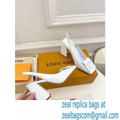 Louis Vuitton Heel 8.5cm Shake Slingback Pumps in Patent calf leather White 2023