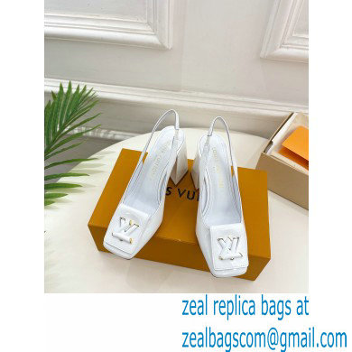 Louis Vuitton Heel 8.5cm Shake Slingback Pumps in Patent calf leather White 2023