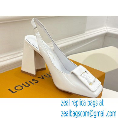 Louis Vuitton Heel 8.5cm Shake Slingback Pumps in Patent calf leather White 2023