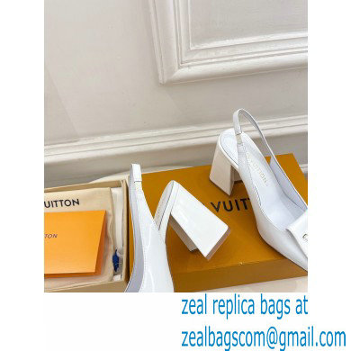 Louis Vuitton Heel 8.5cm Shake Slingback Pumps in Patent calf leather White 2023