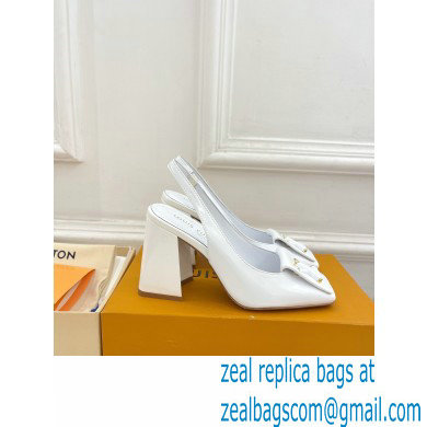 Louis Vuitton Heel 8.5cm Shake Slingback Pumps in Patent calf leather White 2023