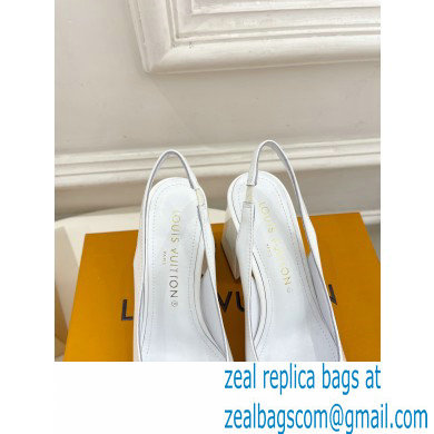 Louis Vuitton Heel 8.5cm Shake Slingback Pumps in Patent calf leather White 2023