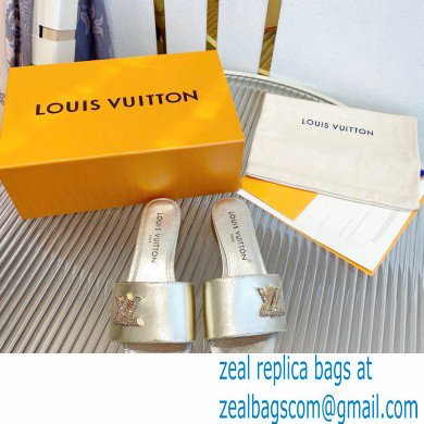 Louis Vuitton Shake Flat Mules in Metallic lambskin Gold 2023