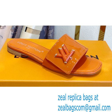 Louis Vuitton Shake Flat Mules in Patent calf leather Orange 2023