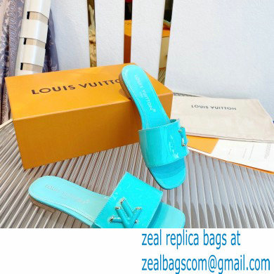 Louis Vuitton Shake Flat Mules in Patent calf leather Turquoise Green 2023