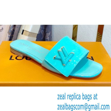 Louis Vuitton Shake Flat Mules in Patent calf leather Turquoise Green 2023
