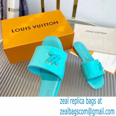 Louis Vuitton Shake Flat Mules in Patent calf leather Turquoise Green 2023